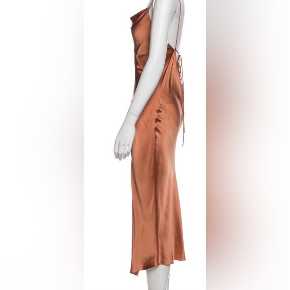 SOLD OUT KES Juno Silk Slip Dress Walnut Brown NWT M - Picture 4 of 12